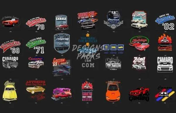 90 Chevrolet Camaro Classics Designs Bundle PNG