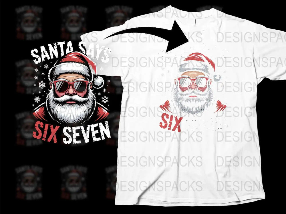 Santa Six Packs Fitness Christmas T-Shirt, Funny Workout Holiday Tee, Cool Santa Claus Gym Apparel