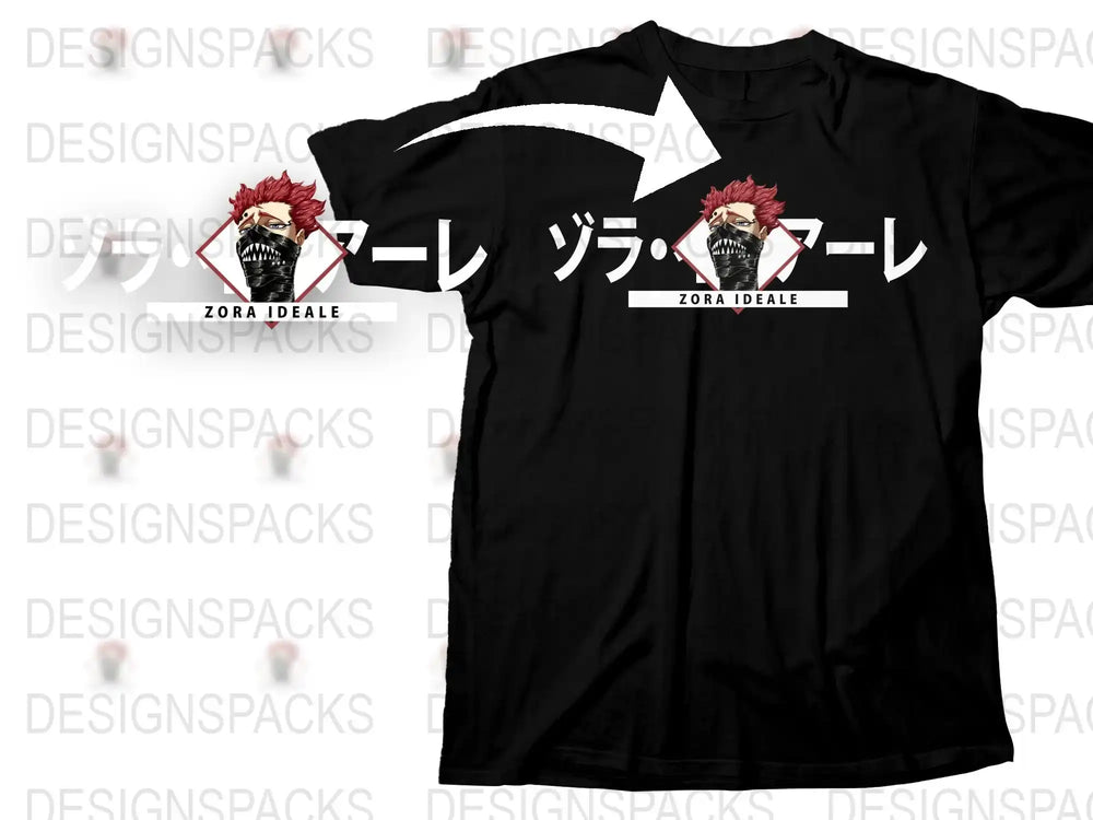 Anime Graphic T-Shirt, Manga Style Black Tee, Unisex Casual Cool Shirt, Japanese Streetwear Fashion