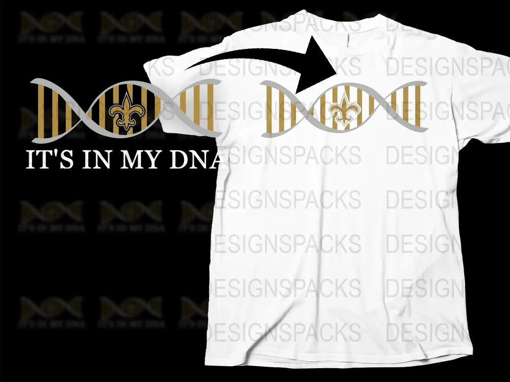 New Orleans Football DNA Graphic T-Shirt, Black and Gold Fan Apparel, Unisex Sports Tee, Unique Gift Idea