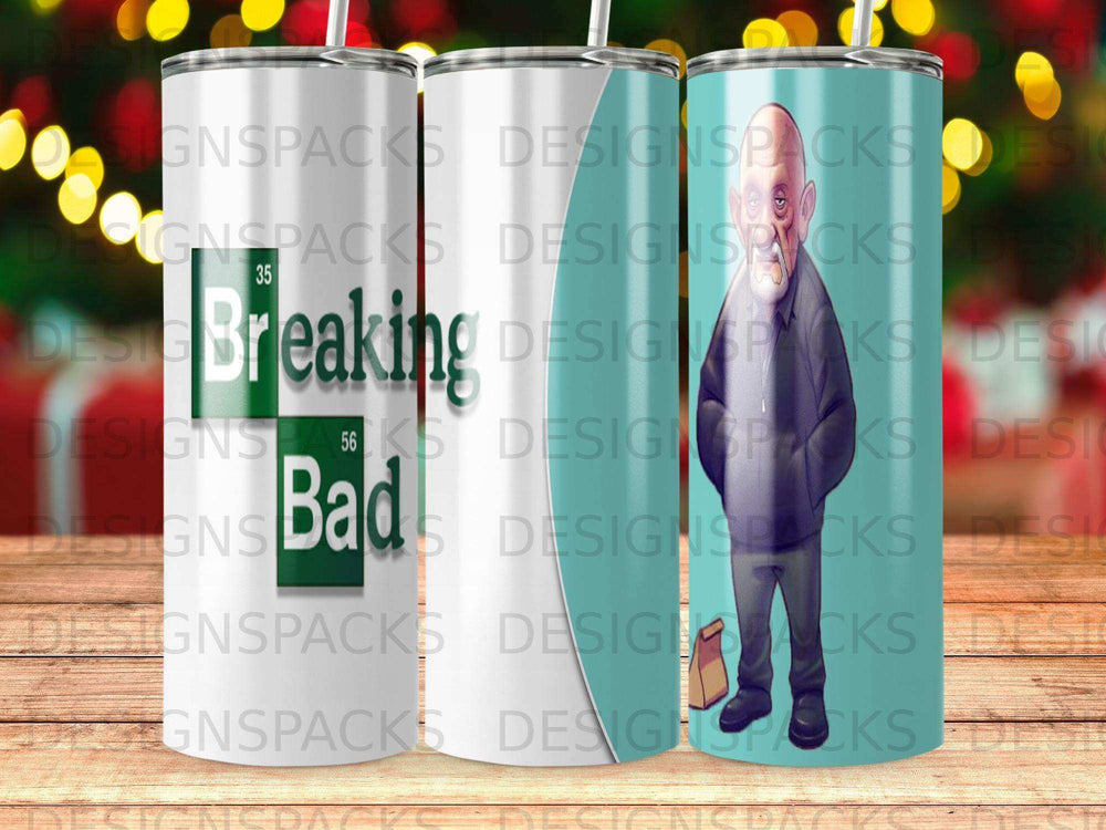 Breaking Bad tumbler featuring Walter White and Jesse Pinkman in a chemistry lab.