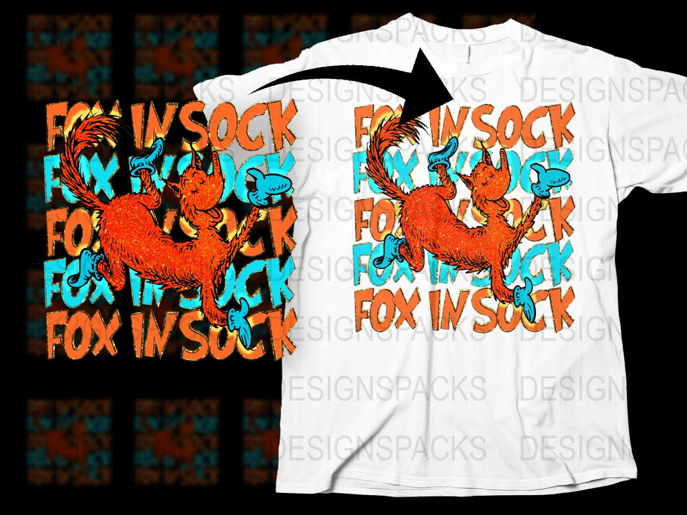 Fox In Socks Dr. Seuss Inspired T-Shirt, Unique Graphic Tee, Kids and Adults Sizes Available