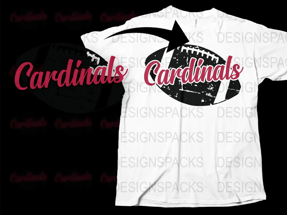 Cardinals Football Graphic T-Shirt, Black and White Sports Tee, Casual Athletic Apparel for Fans