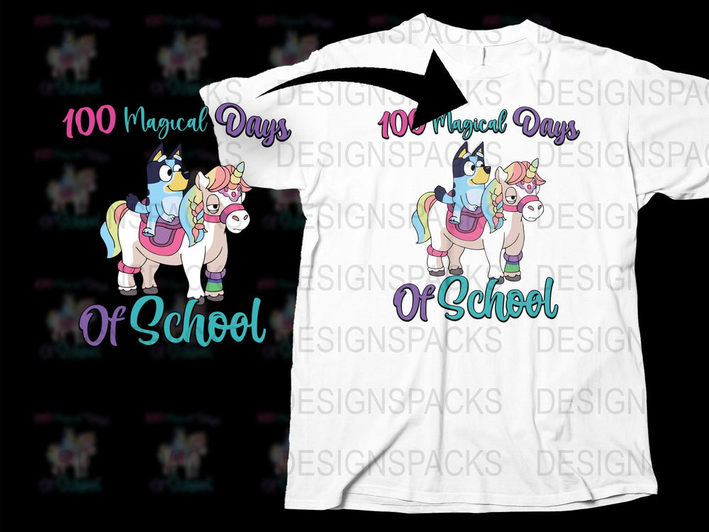 Magical 100 Days of School T-Shirt, Unicorn Graphic Tee, Kids Celebration Shirt, Colorful School Day Outfit, Fun Unicorn Top for Children