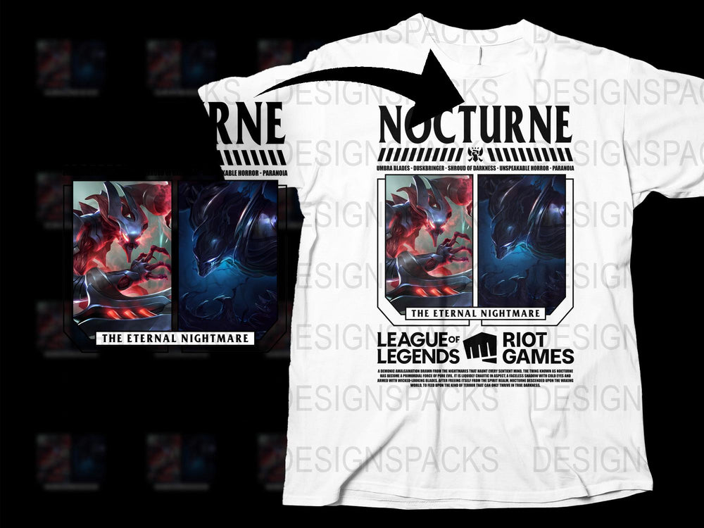 League of Legends Nocturne T-Shirt, The Eternal Nightmare Gaming Apparel, Graphic Tee