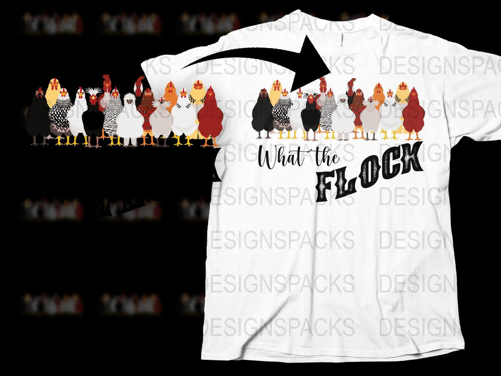 Funny Chicken T-Shirt, What the Flock Quote, Colorful Hen Graphic Tee, Unisex Casual Farm Animal Print Shirt