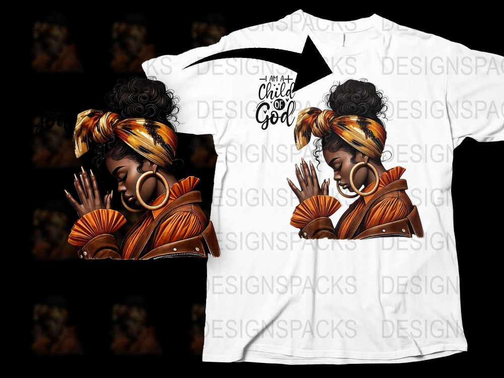 African American Woman Prayer T-Shirt, Spiritual Graphic Tee, Religious Art, Inspirational Clothing, Unique Design Top