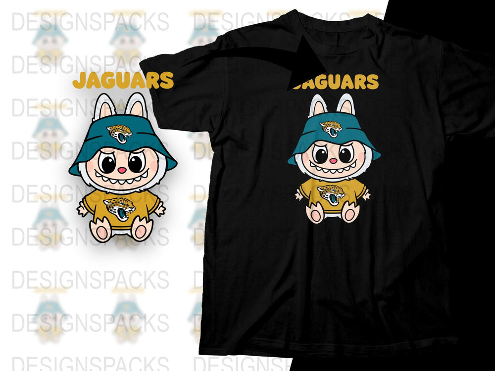 Cute Cartoon Jaguar Character Black T-Shirt, Fun Animal Graphic Tee, Kids and Adults Sizes Available
