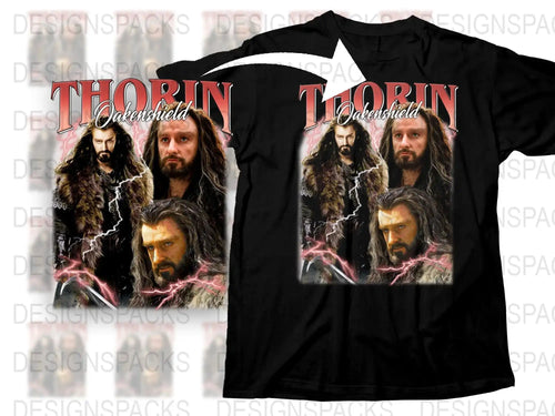 Thorin Oakenshield Graphic T-Shirt, The Hobbit Movie Inspired, Fantasy Film Merchandise, Epic Warrior Design Tee