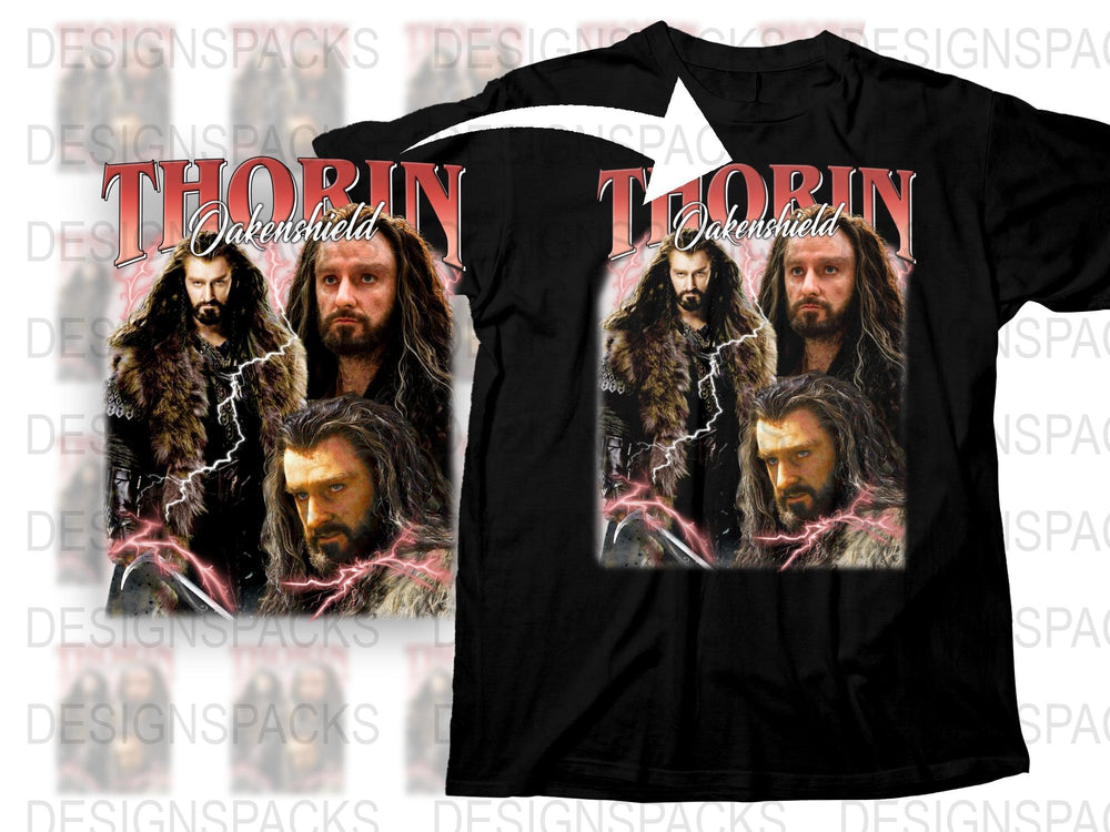 Thorin Oakenshield Graphic T-Shirt, The Hobbit Movie Inspired, Fantasy Film Merchandise, Epic Warrior Design Tee