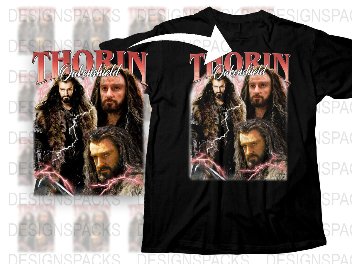Thorin Oakenshield Graphic T-Shirt, The Hobbit Movie Inspired, Fantasy Film Merchandise, Epic Warrior Design Tee