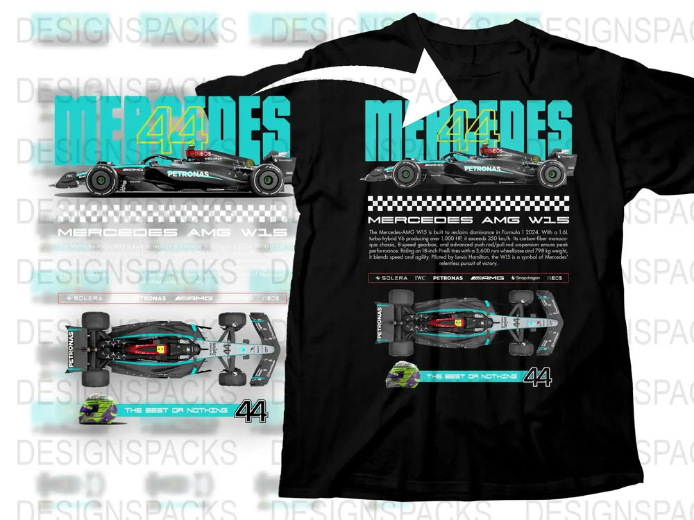 Mercedes F1 T-Shirt, AMG Petronas Formula One Team Graphics, Racing Car Apparel, Gift for Motorsport Fans