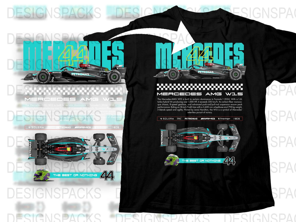 Mercedes F1 T-Shirt, AMG Petronas Formula One Team Graphics, Racing Car Apparel, Gift for Motorsport Fans