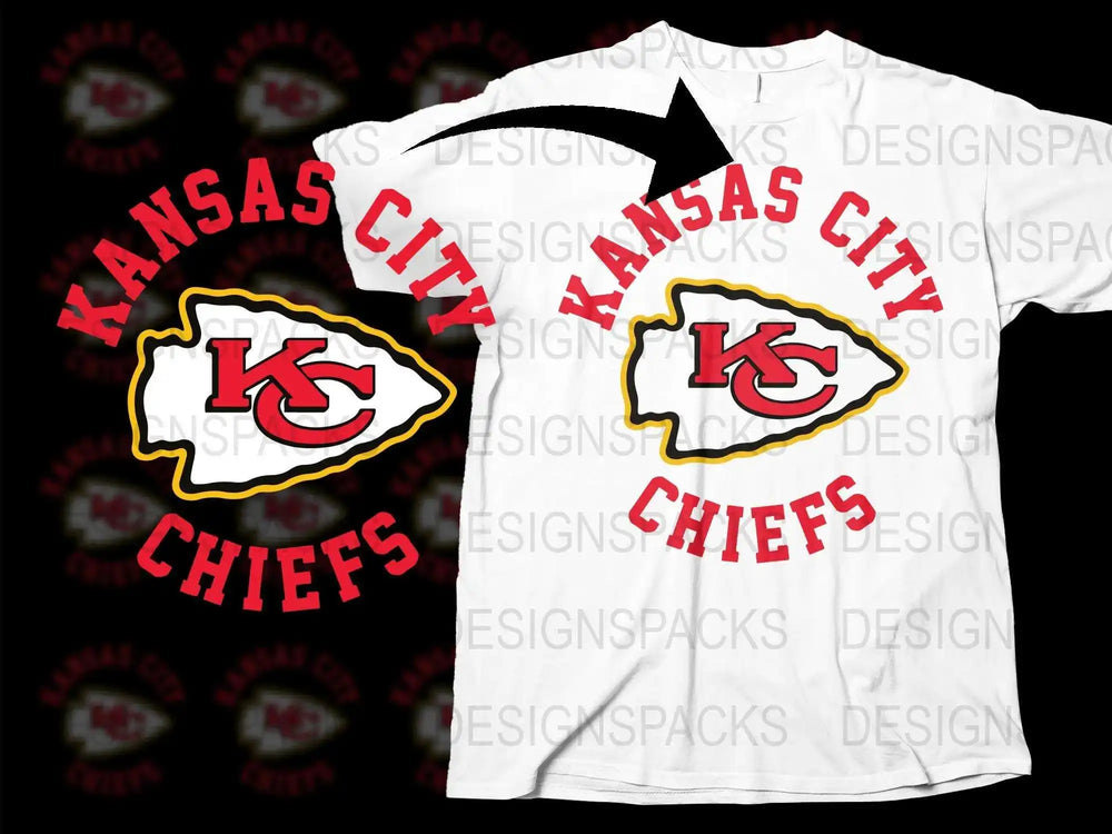 Kansas City Chiefs T-Shirt, White KC Logo Graphic Tee, Sports Fan Apparel Gift