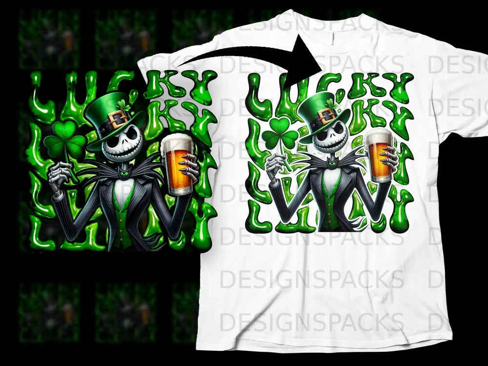 Jack Skeleton Leprechaun Hat Beer Shamrock St Patricks product type