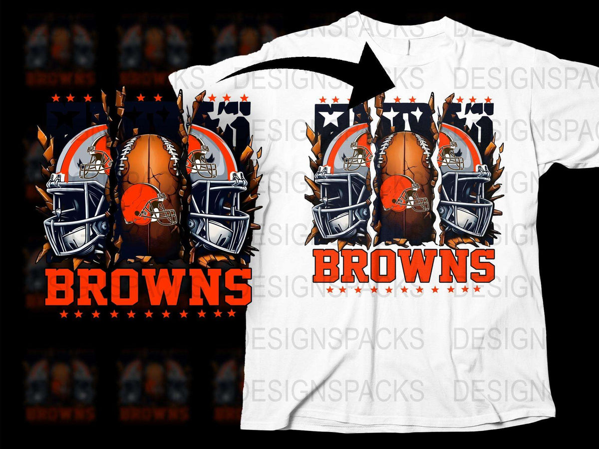 Cleveland Browns Football Helmet T-Shirt, NFL Team Fan Gear, Orange and White Graphic Tee
