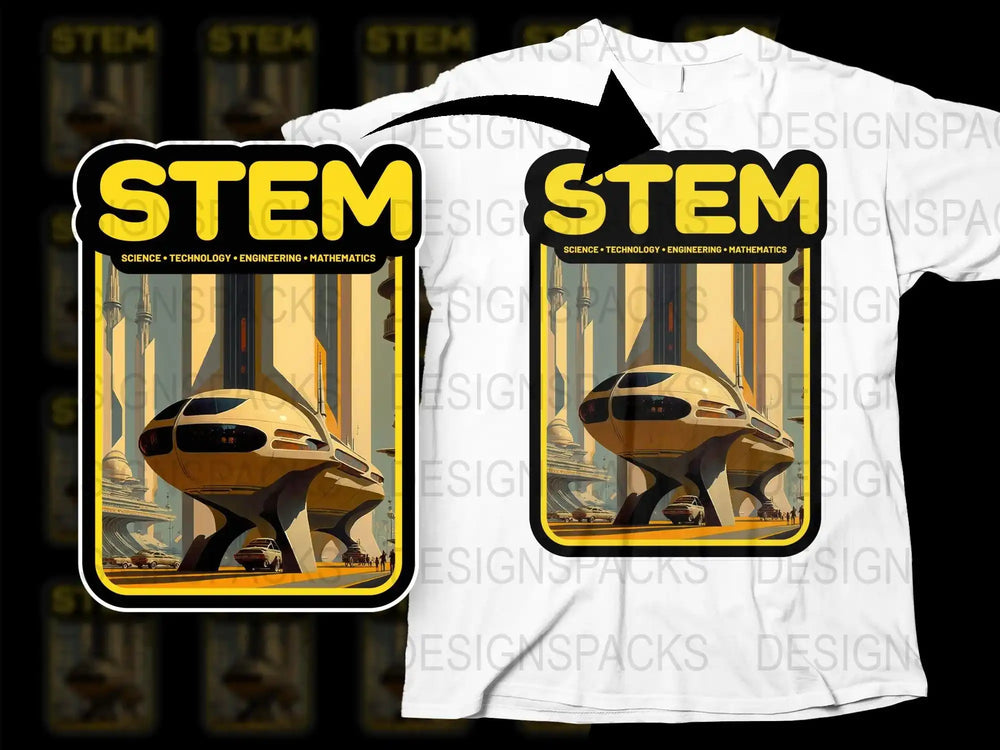 STEM Inspired T-Shirt, Futuristic Robot Design, Science Tech Engineering Math Tee, Geek Apparel