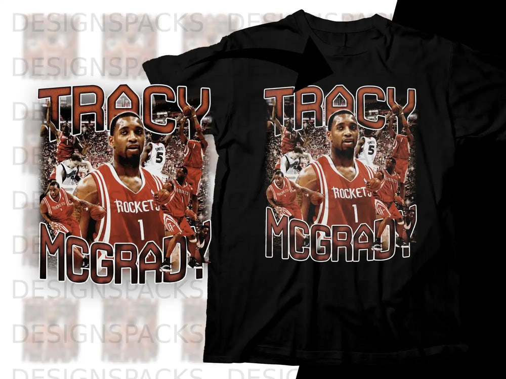 Tracy McGrady Rockets basketball jersey t-shirt design.