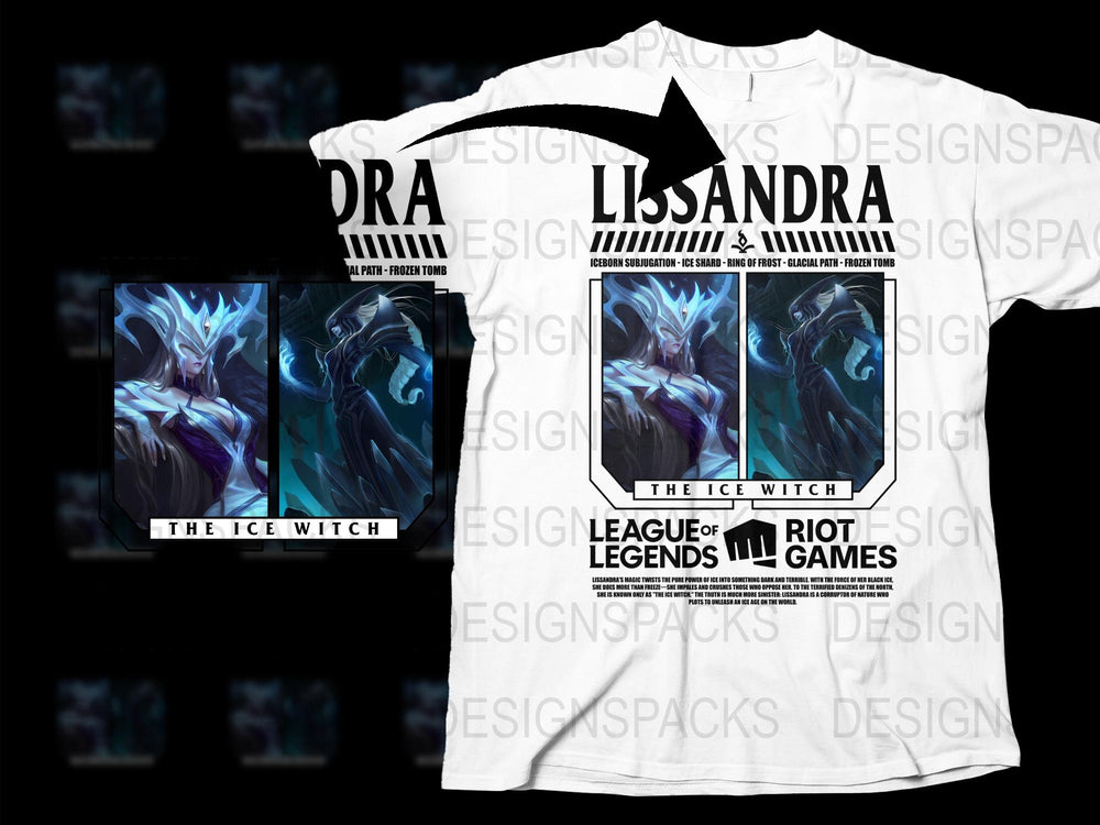League of Legends Lissandra T-Shirt, The Ice Witch Graphic Tee, Gaming Apparel, Unisex White Shirt