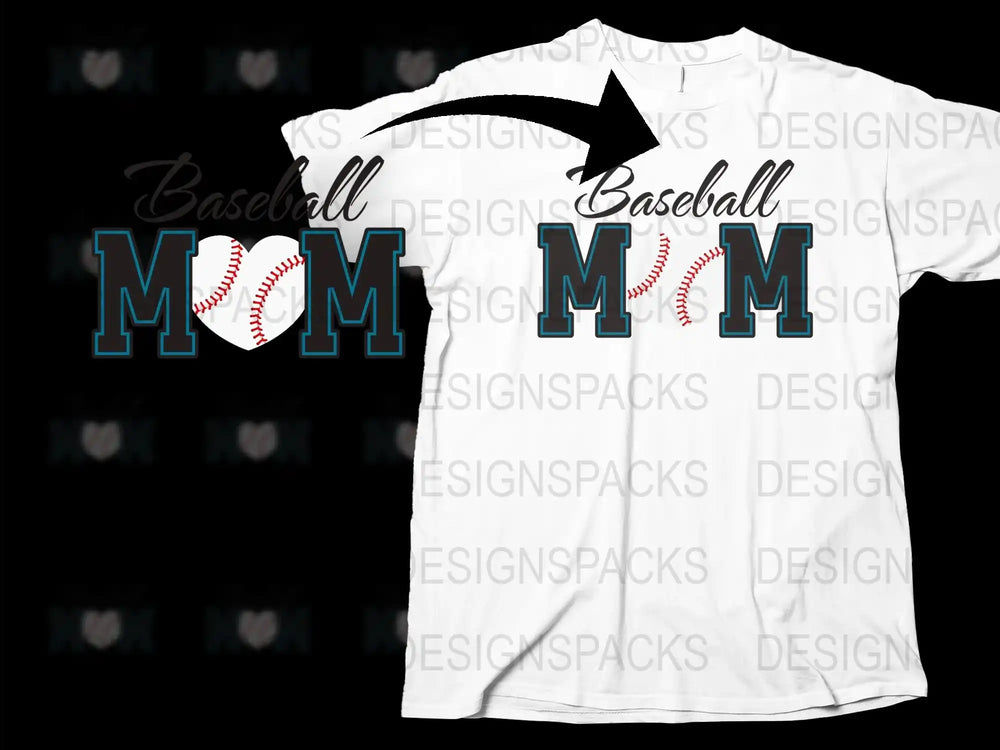 Baseball Mom T-Shirt, Stylish Sports Fan Apparel, White Graphic Tee with Baseball Stitch Design