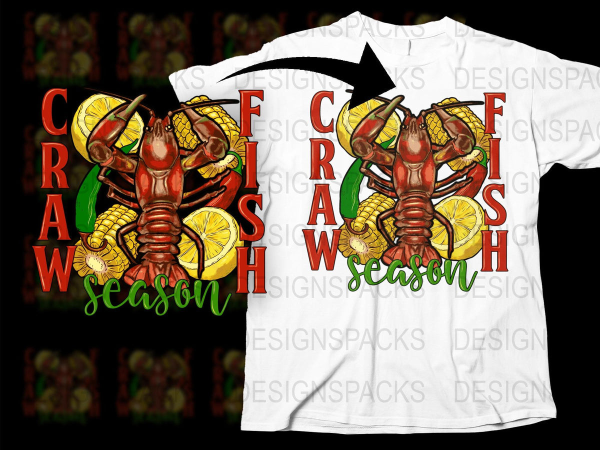Colorful Crawfish Season T-Shirt, Lobster Graphic Tee, Unisex Summer Festival Shirt, Cajun Seafood Boil Party Apparel