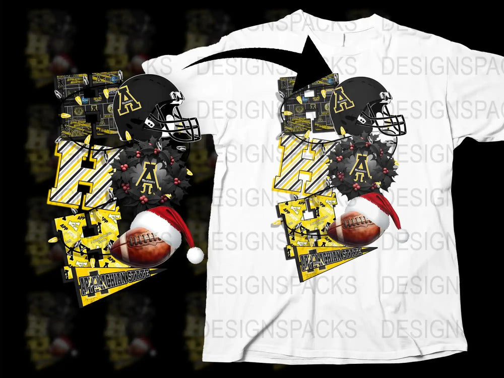Festive Football T-Shirt, Santa Hat, Helmet Graphic, Youth and Adult Sizes, Holiday Sports Apparel, Unique Christmas Gift Idea