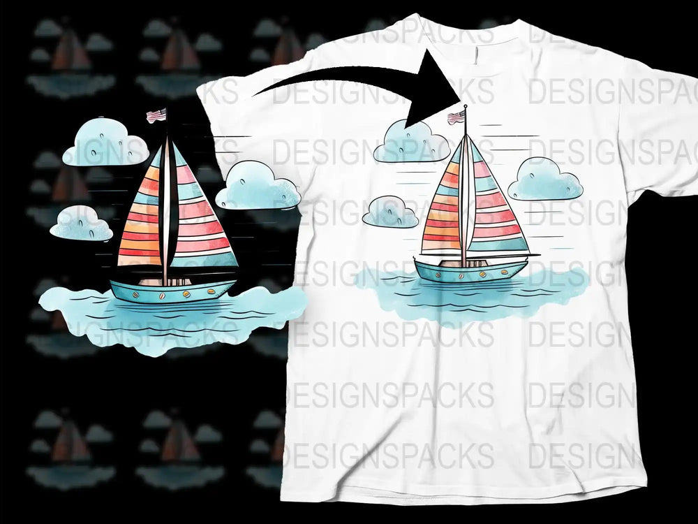 Nautical Boat Graphic T-Shirt, Colorful Sailboat Design, Summer Ocean Tee, Casual Beach Apparel for Men and Women