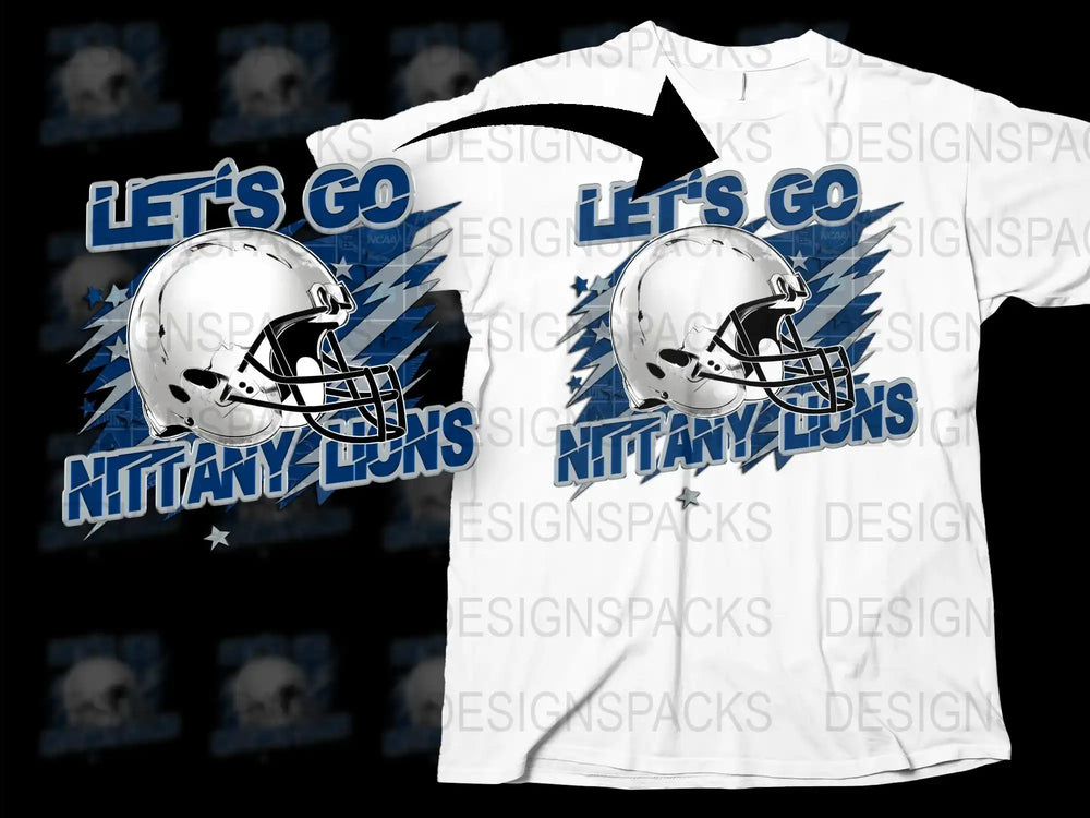 Let's Go Kittany Lions T-Shirt, Sports Fan White Tee, Football Helmet Graphic, Game Day Apparel