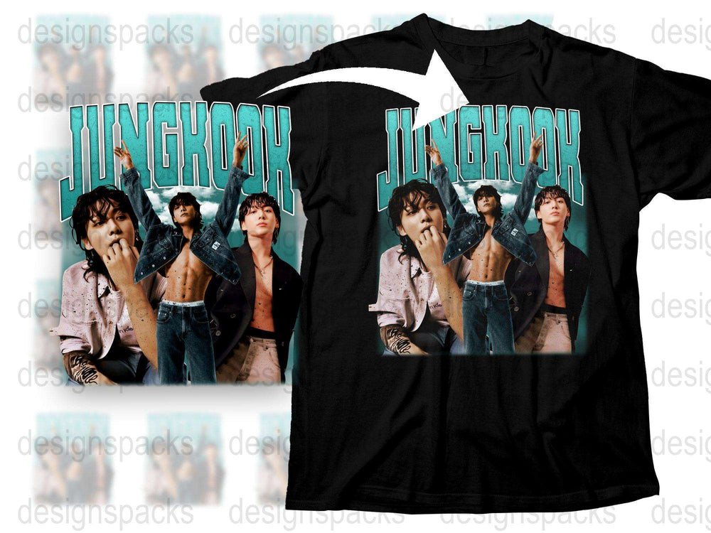 Jungkook BTS Inspired T-Shirt, K-Pop Idol Graphic Tee, Black Cotton Casual Wear, Unisex Fan Merchandise