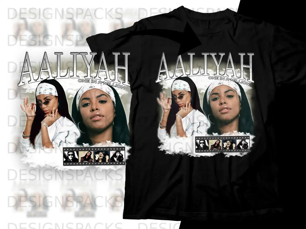 Aaliyah album cover t-shirt with "One in a Million" text.