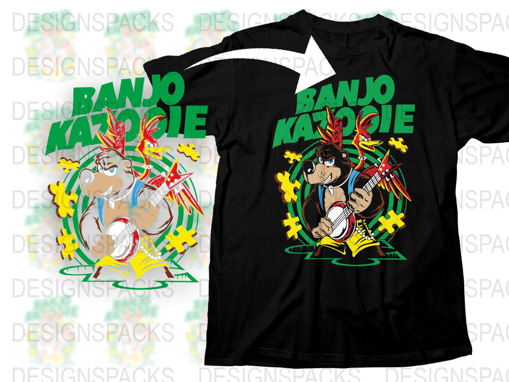 Banjo Kazooie T-Shirt, Classic Video Game Character Tee, Colorful, Retro Gaming Apparel, Nostalgic 90s Design, Unisex