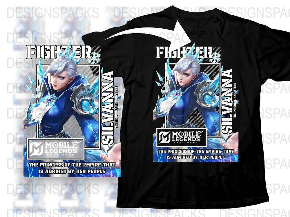 Mobile Legends Fighter T-Shirt, Princess of The Empire Graphic Tee, Gaming Apparel, Black Cotton Shirt