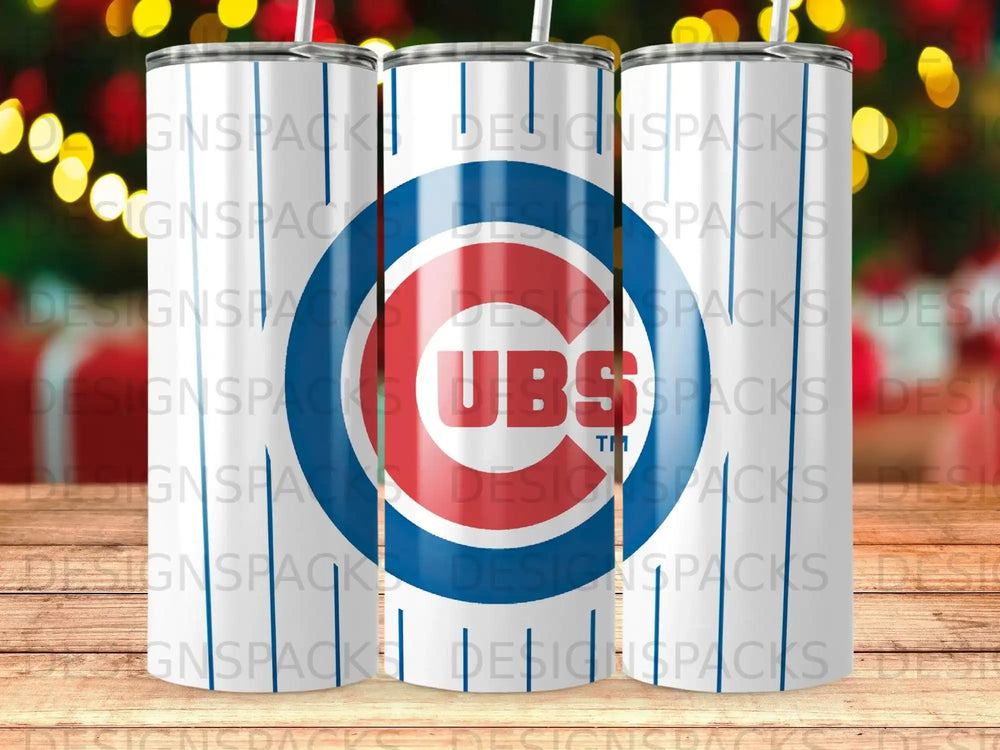 Chicago Cubs Pinstripe Logo White Blue Tumbler product type