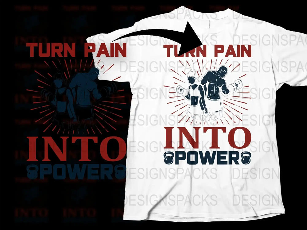 Motivational Elephant T-Shirt, Turn Pain Into Power Quote, Inspirational Fitness Tee, Graphic Shirt for Men and Women, Unique Design