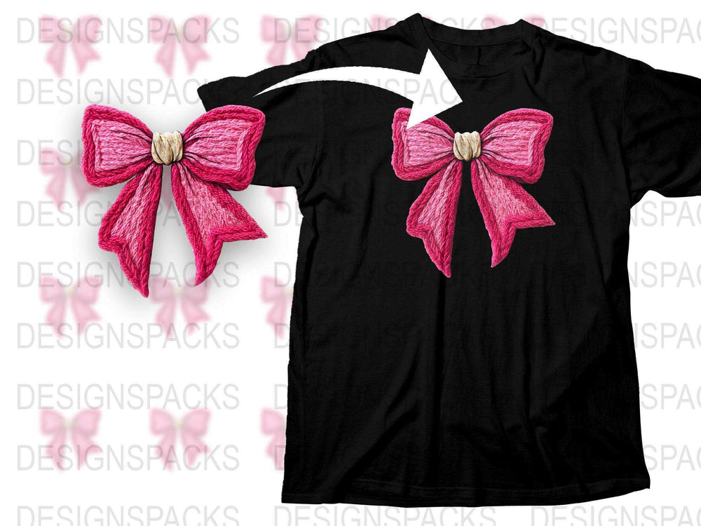Unique Black T-Shirt with Pink Bow Graphic, Stylish Women's Fashion Top, Casual Wear
