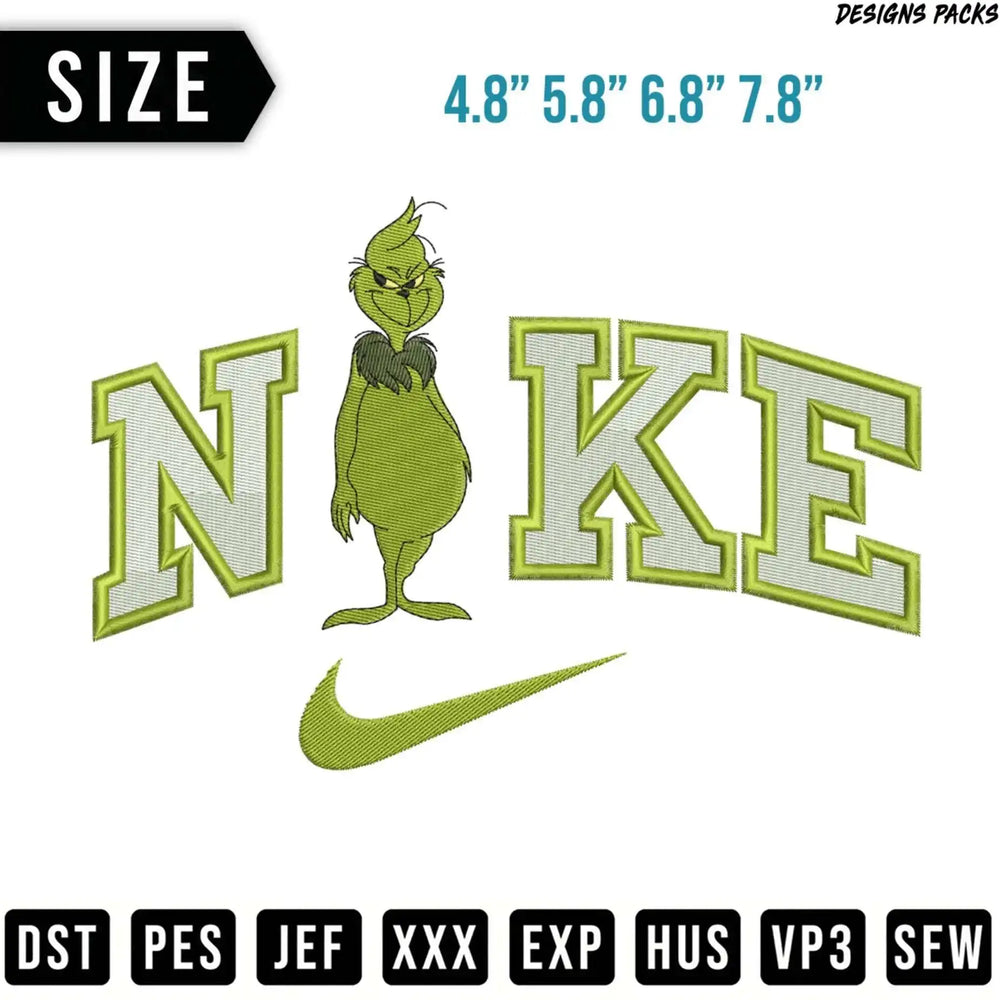 Grinch in Nike logo with size and file format options.