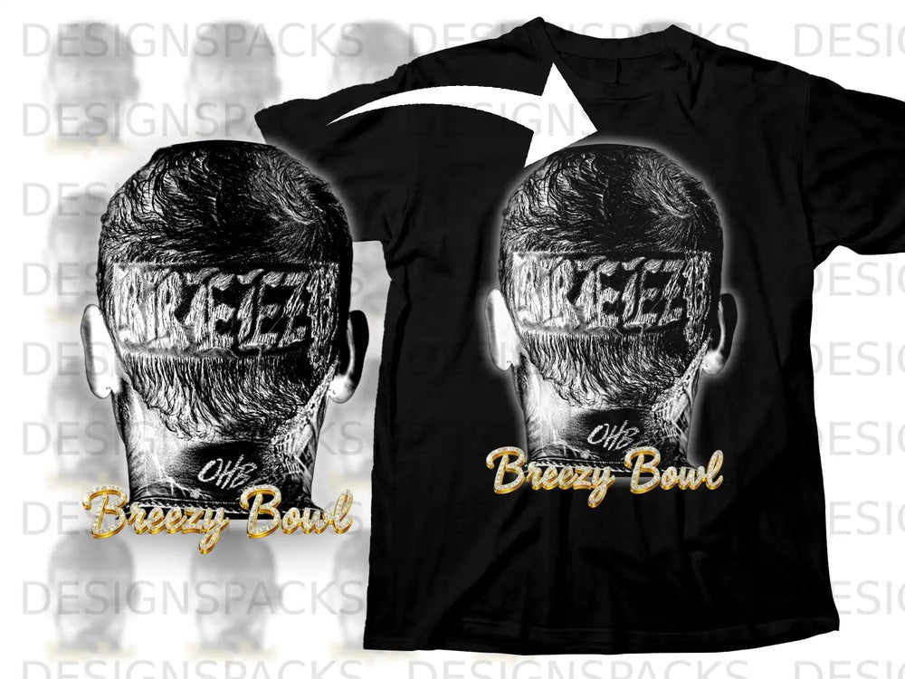 Breezy Bowl Graphic Tee with Intricate Hair Design