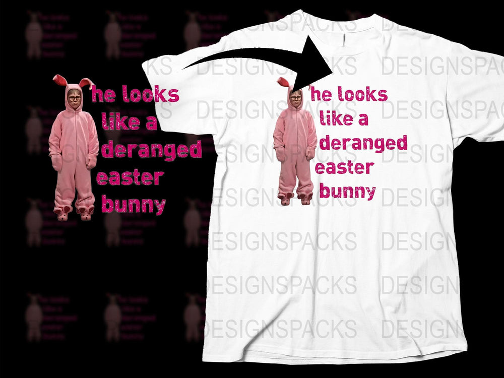 Funny Easter Bunny Graphic T-Shirt, Unisex Pink Bunny Costume Tee, Novelty Holiday Apparel