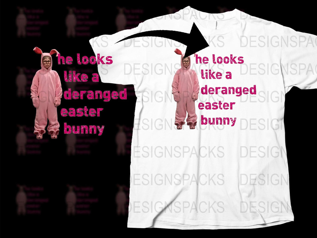 Funny Easter Bunny Graphic T-Shirt, Unisex Pink Bunny Costume Tee, Novelty Holiday Apparel