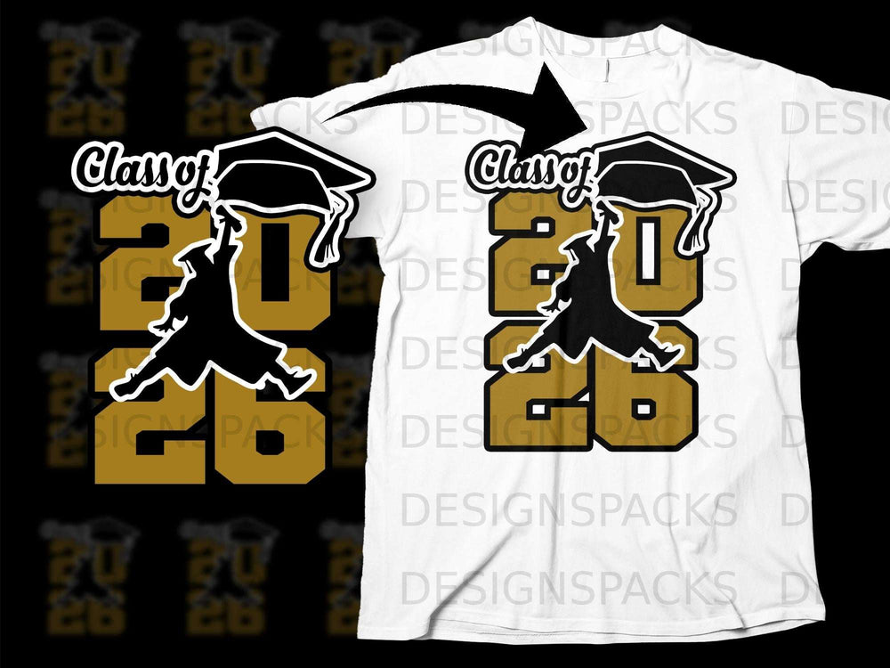 Graduation design with "Class of 2026" and a silhouette of a graduating student.