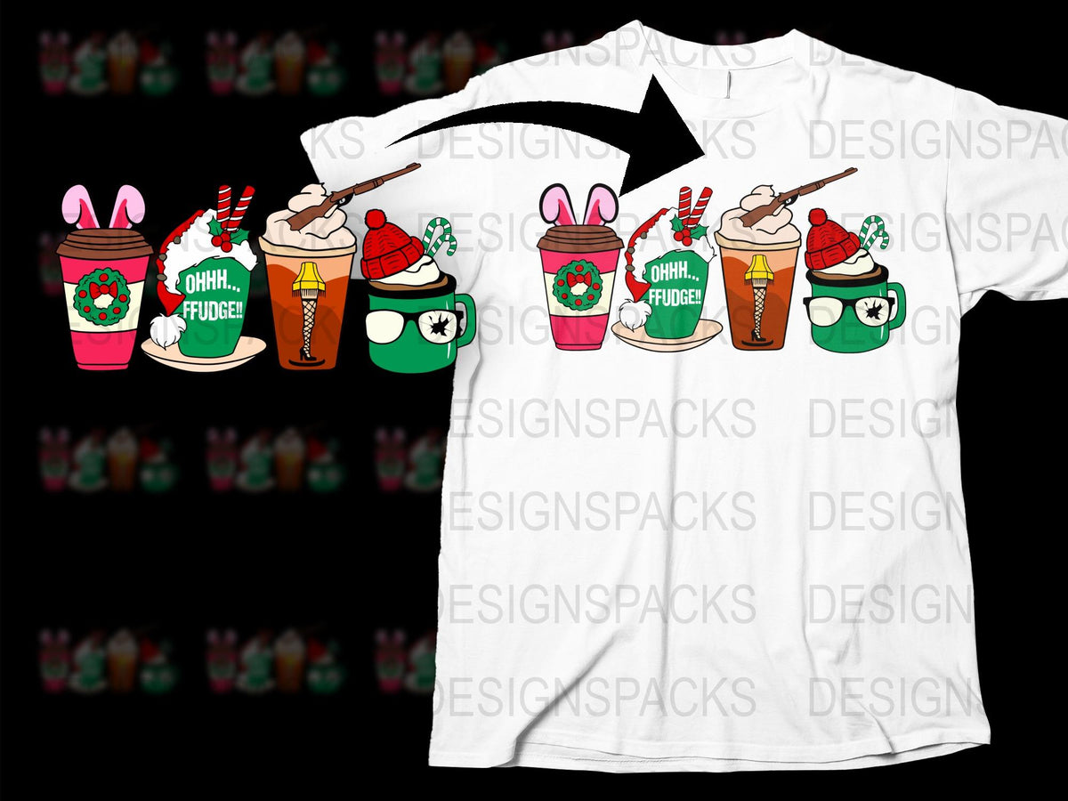 Festive Christmas T-Shirt Holiday Drinks Design with Fun Quotes, Colorful Graphic Tee for Holiday Celebrations