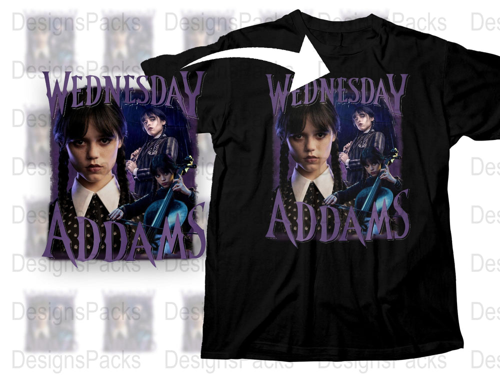 Wednesday Addams T-Shirt, Fan Art Graphic Tee, Vintage Style, Gothic Fashion, Unisex Clothing, Gift for TV Series Fans