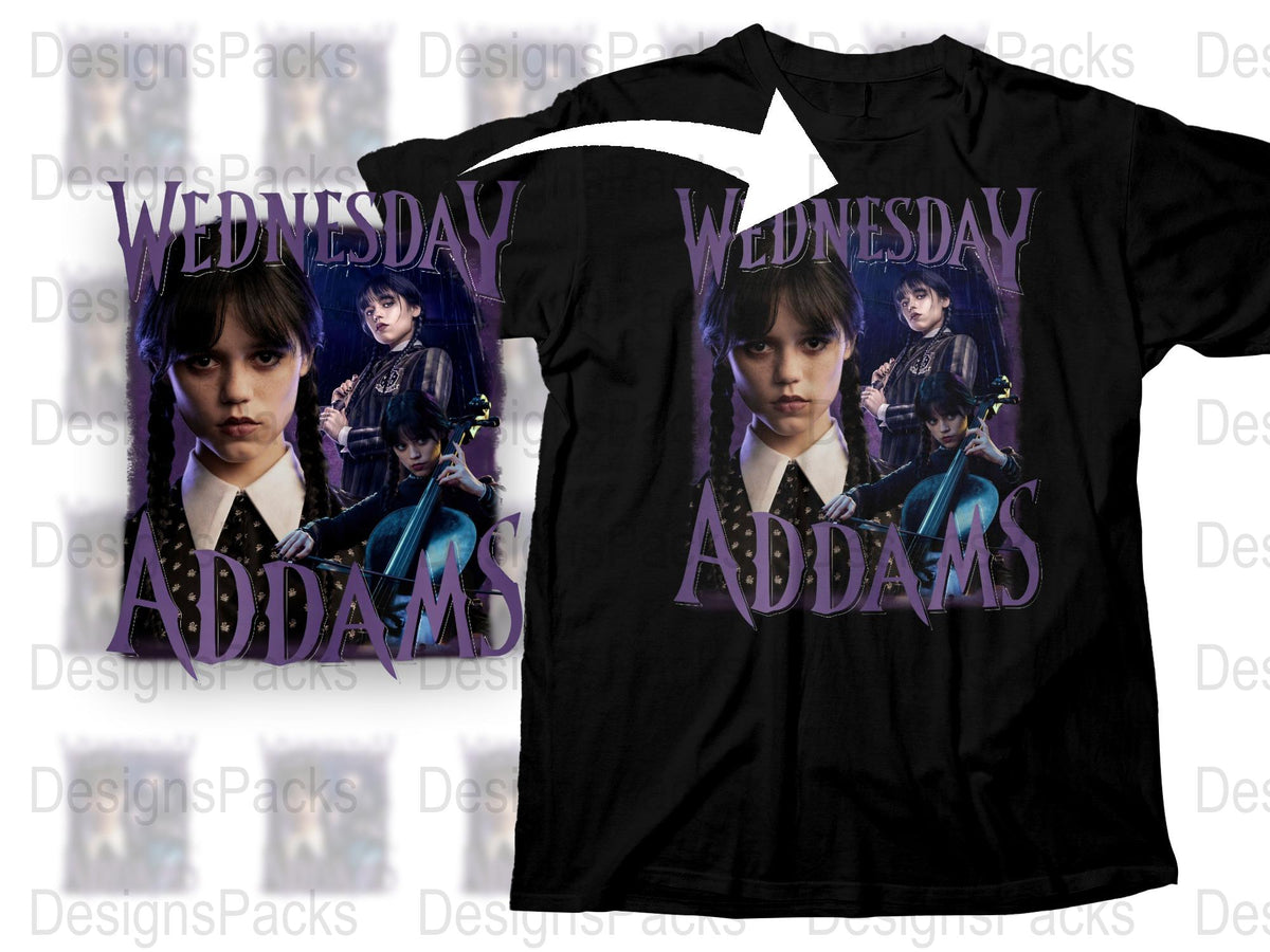 Wednesday Addams T-Shirt, Fan Art Graphic Tee, Vintage Style, Gothic Fashion, Unisex Clothing, Gift for TV Series Fans