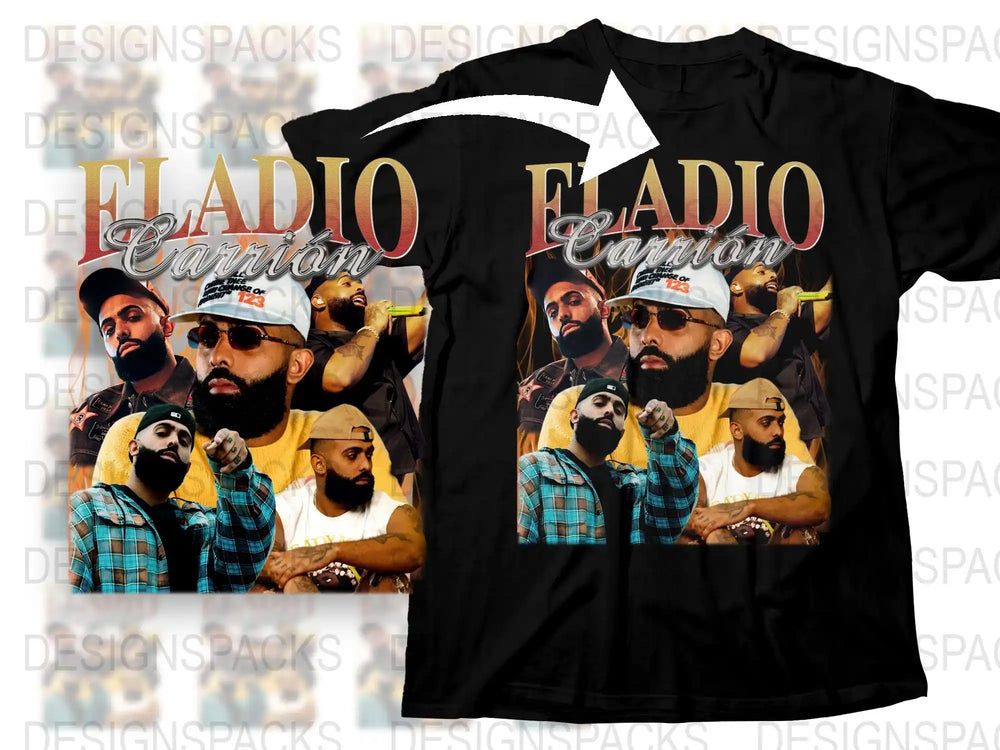 Eladio Carrion Graphic T-Shirt, Hip Hop Artist Fan Merch, Vintage Style Black Tee, Urban Music Apparel, Unique Gift Idea