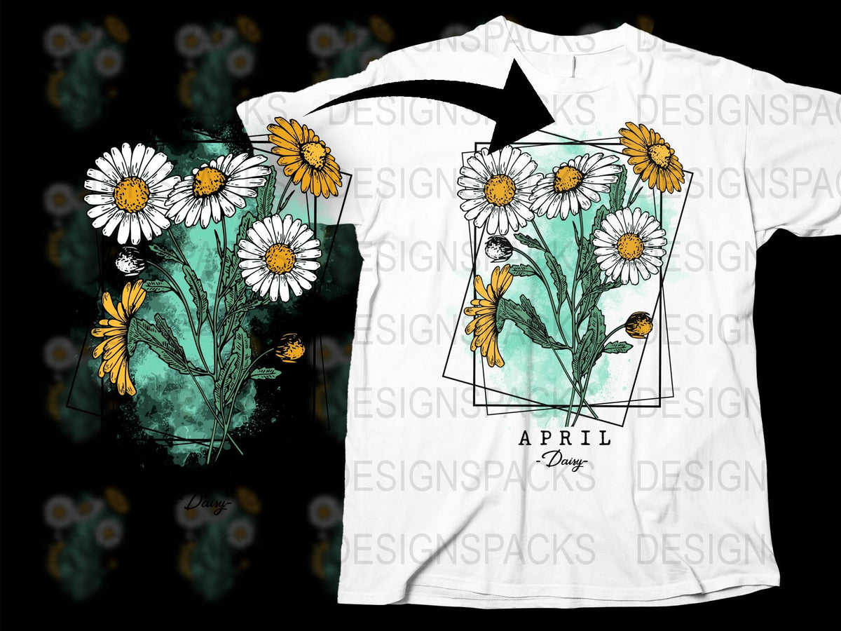 Floral T-Shirt Daisy Print Unisex Cotton Tee Watercolor Summer Spring Fashion Nature Inspired Design