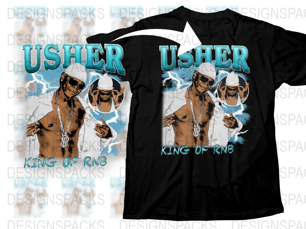 Usher King of RnB Graphic T-Shirt, Vintage Hip Hop Tee, Retro Music Artist Shirt, Classic RandB Fan Apparel