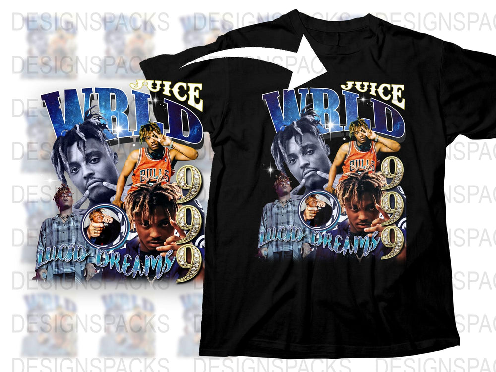 Juice Wrld Tribute T-Shirt, Hip Hop Music Fan Merch, Unisex Black Tee, Vintage Graphic Print Shirt