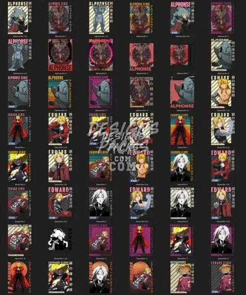 92 Brotherhood Anime Designs Bundle PNG