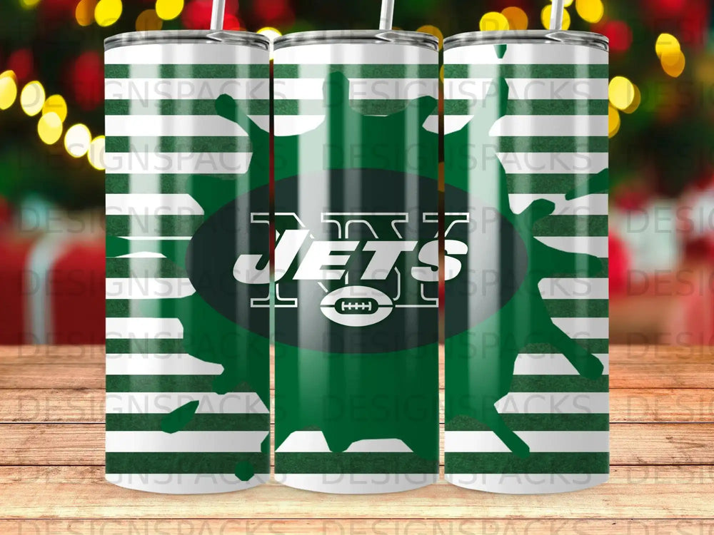 Jets Football Team Green White Striped Tumbler product type