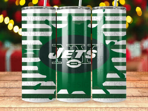 Jets Football Team Green White Striped Tumbler product type